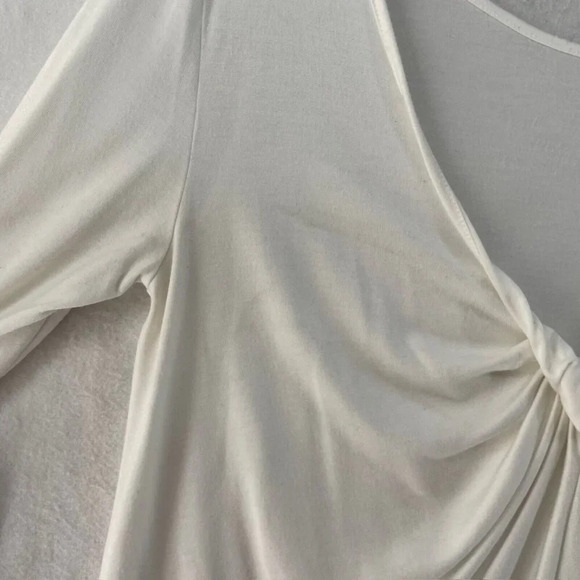 Athleta Shirt Women's Sz S Ivory Long Sleeve Twist Front Pullover V-neck Knotted - Picture 10 of 12